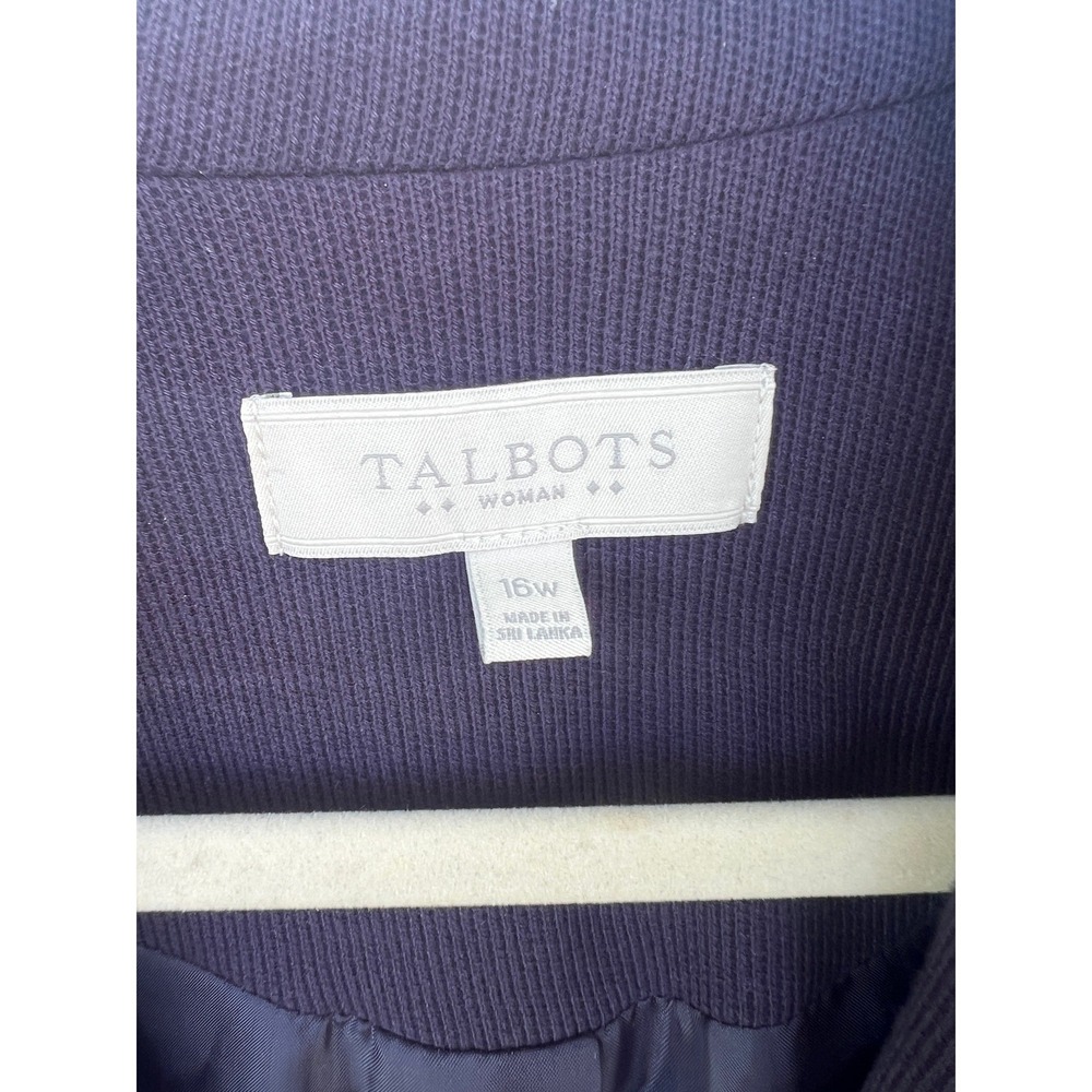 Talbots Navy Blue Ribbed Cotton Blazer Anchor Nautical Preppy Coastal Cruise 16W - Picture 4 of 10